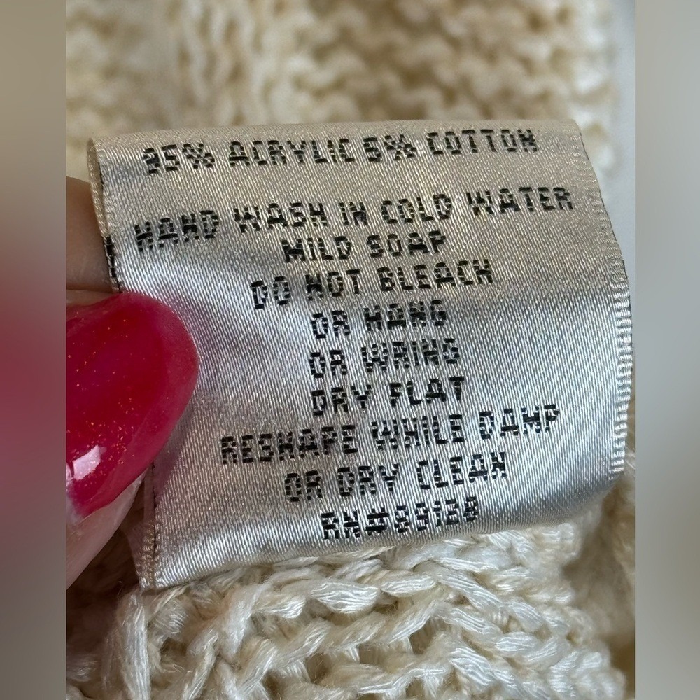 Avalin Cream Pointelle Knit Sweater 3/4 Sleeve Scoop Neck Small - Picture 5 of 8